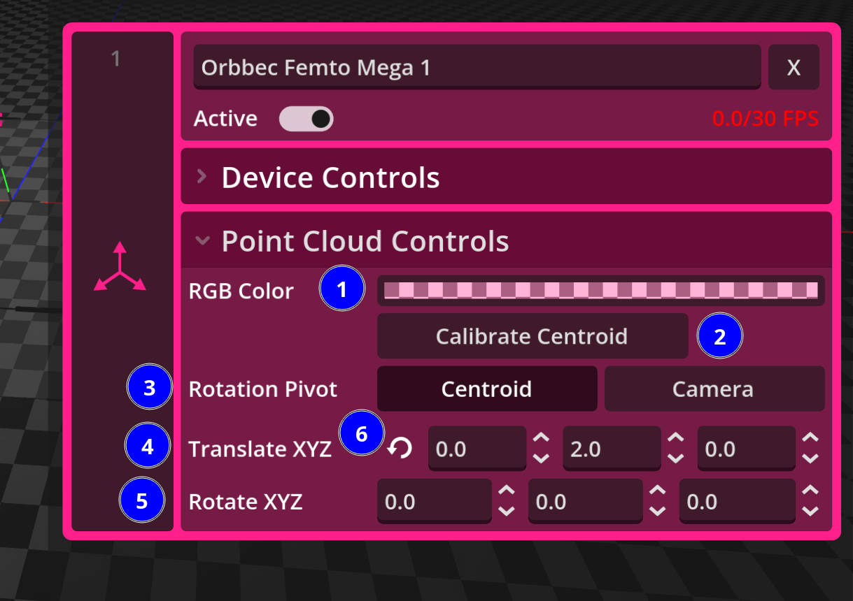 ui controle de point cloud